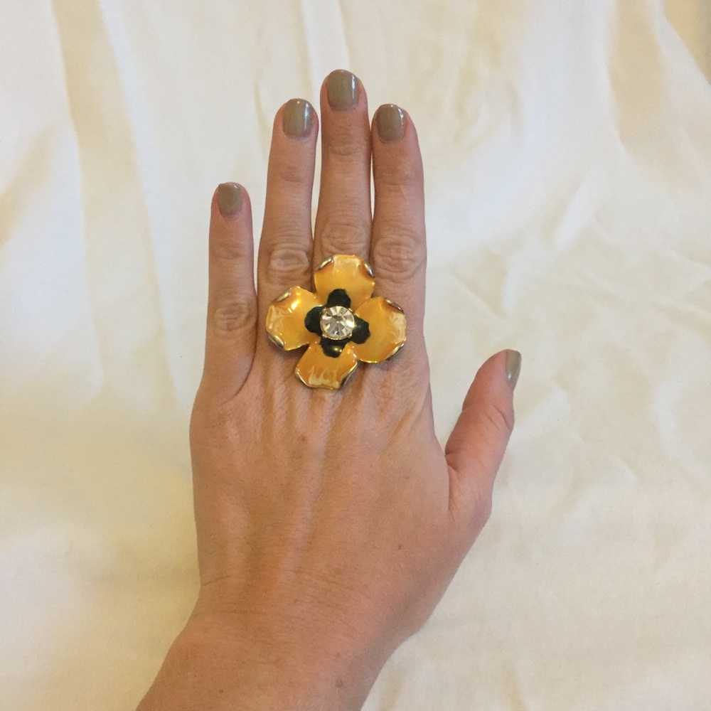 Kenneth Jay Lane enamel flower ring